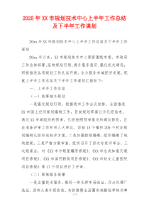 2026年XX市规划技术中心上半年工作总结及下半年工作谋划