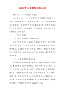 2026年X乡维稳工作总结