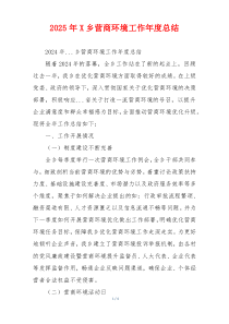 2026年X乡营商环境工作年度总结