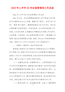 2026年上半年XX市应急管理局工作总结