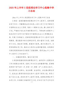 2026年上半年X党组理论学习中心组集中学习总结