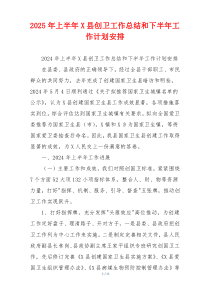 2026年上半年X县创卫工作总结和下半年工作计划安排