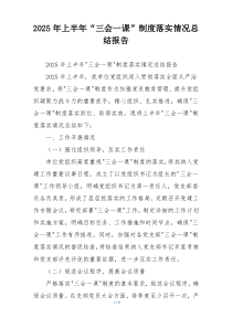 2026年上半年“三会一课”制度落实情况总结报告