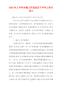 2026年上半年乡镇工作总结及下半年工作计划3