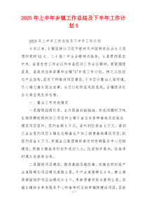 2026年上半年乡镇工作总结及下半年工作计划5