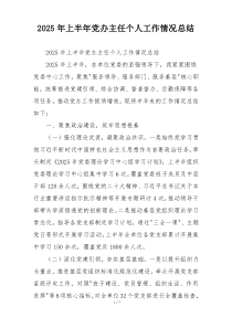 2026年上半年党办主任个人工作情况总结