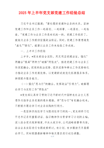 2026年上半年党支部党建工作经验总结