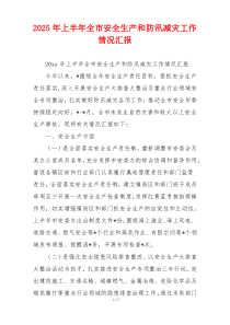 2026年上半年全市安全生产和防汛减灾工作情况汇报