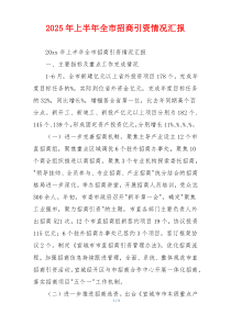 2026年上半年全市招商引资情况汇报