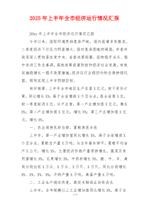 2026年上半年全市经济运行情况汇报