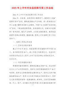 2026年上半年兴安县招商引资工作总结