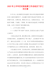 2026年上半年区纪检监察工作总结及下步工作打算