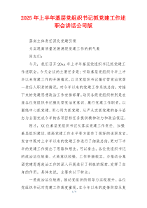 2026年上半年基层党组织书记抓党建工作述职会讲话公司版