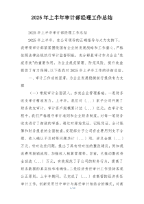 2026年上半年审计部经理工作总结