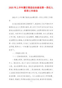 2026年上半年履行推进法治建设第一责任人职责工作报告