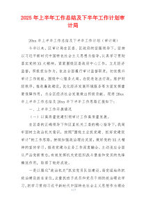 2026年上半年工作总结及下半年工作计划审计局