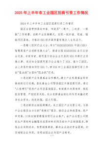 2026年上半年市工业园区招商引资工作情况