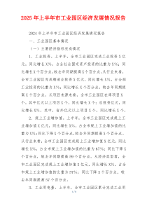 2026年上半年市工业园区经济发展情况报告