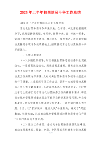 2026年上半年扫黑除恶斗争工作总结