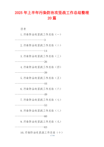 2026年上半年污染防治攻坚战工作总结整理20篇