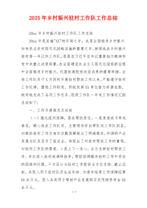 2026年乡村振兴驻村工作队工作总结