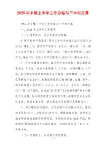 2026年乡镇上半年工作总结与下半年打算