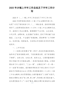2026年乡镇上半年工作总结及下半年工作计划