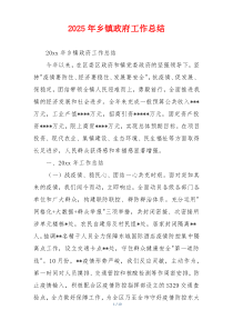 2026年乡镇政府工作总结