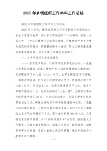 2026年乡镇组织工作半年工作总结