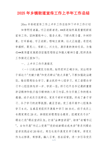 2026年乡镇街道宣传工作上半年工作总结