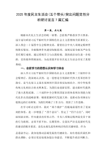 2026年度民主生活会（五个带头）突出问题党性分析研讨发言7篇汇编