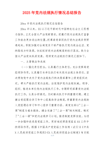 2026年党内法规执行情况总结报告