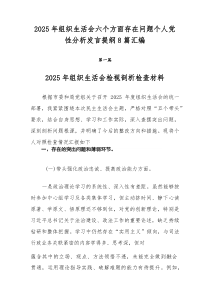 2026年组织生活会六个方面存在问题个人党性分析发言提纲8篇汇编
