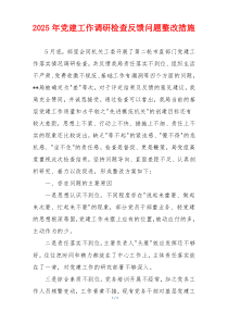 2026年党建工作调研检查反馈问题整改措施