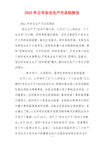2026年公司安全生产月总结报告