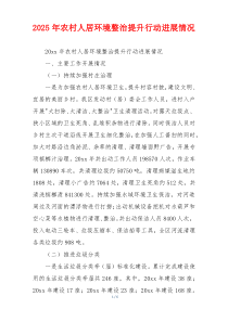 2026年农村人居环境整治提升行动进展情况