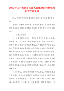 2026年农村移风易俗重点领域突出问题专项治理工作总结