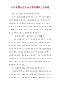 2026年区低收入农户帮促增收工作总结