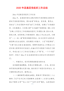 2026年县基层党组织工作总结
