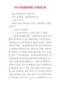 2026年县委宣传部工作情况汇报