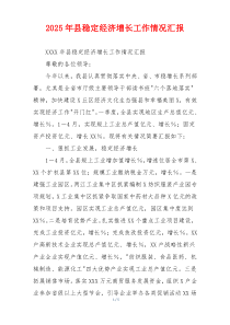 2026年县稳定经济增长工作情况汇报