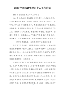 2026年县选调生转正个人工作总结