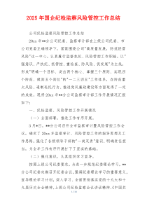 2026年国企纪检监察风险管控工作总结