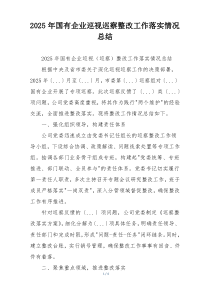 2026年国有企业巡视巡察整改工作落实情况总结