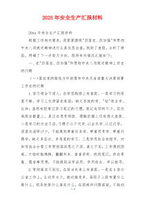 2026年安全生产汇报材料