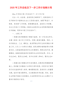 2026年工作总结及下一步工作计划统计局