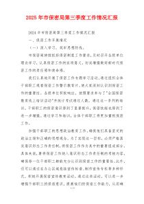 2026年市保密局第三季度工作情况汇报