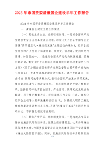 2026年市国资委清廉国企建设半年工作报告