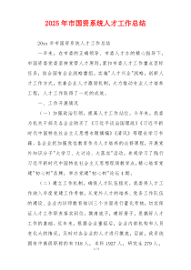 2026年市国资系统人才工作总结