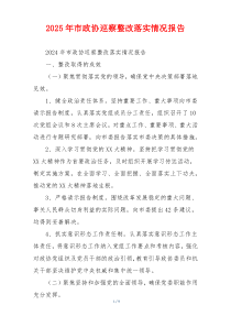 2026年市政协巡察整改落实情况报告